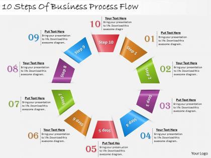 1013 business ppt diagram 10 steps of business process flow powerpoint template