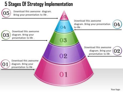 1013 business ppt diagram 5 stages of strategy implementation powerpoint template