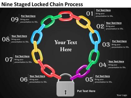 1013 marketing plan nine staged locked chain process powerpoint templates ppt backgrounds for slides