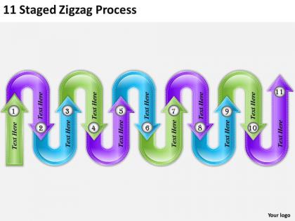 1013 project management consulting 11 staged zigzag process powerpoint templates ppt backgrounds for slides