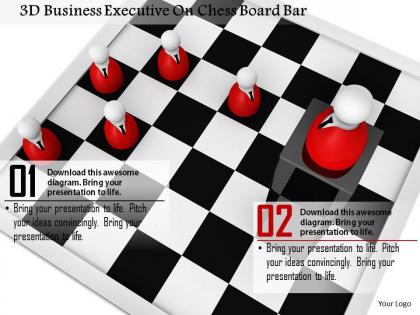 1014 3d business executive on chess board bar image graphics for powerpoint