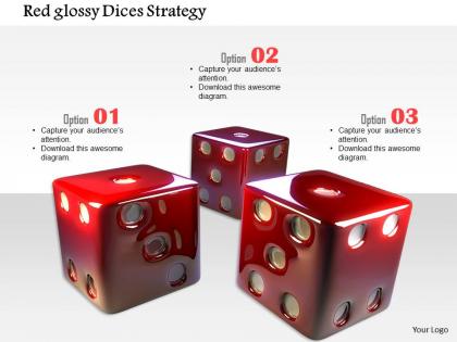 1014 red glossy dices strategy image graphics for powerpoint