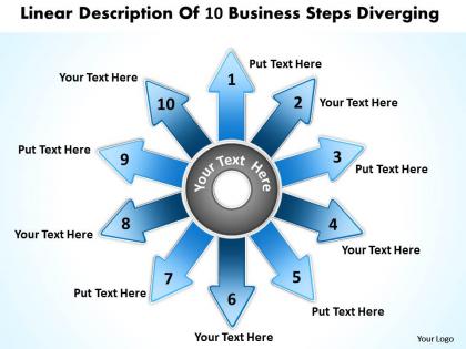 10 world business powerpoint templates steps diverging circular motion process slides