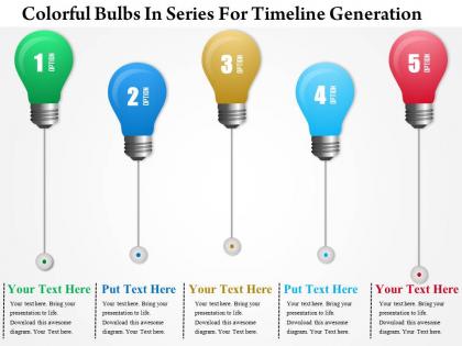 1214 colorful bulbs in series for timeline generation powerpoint presentation