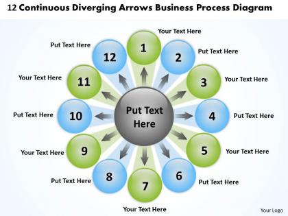 12 continuous diverging arrows business process diagram software powerpoint slides