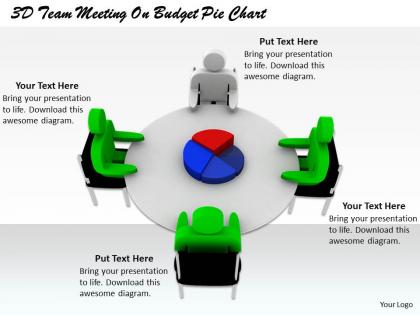 1813 3d team meeting on budget pie chart ppt graphics icons powerpoint