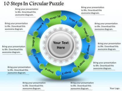 1813 business ppt diagram 10 steps in circular puzzle powerpoint template