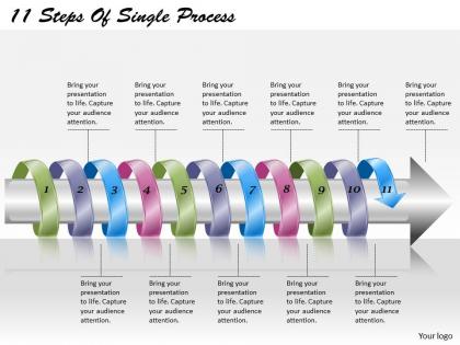 1813 business ppt diagram 11 steps of single process powerpoint template