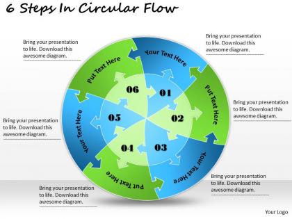 1813 business ppt diagram 6 steps in circular flow powerpoint template