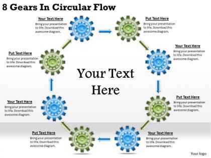 1813 business ppt diagram 8 gears in circular flow powerpoint template