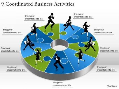 1813 business ppt diagram 9 coordinated business activities powerpoint template