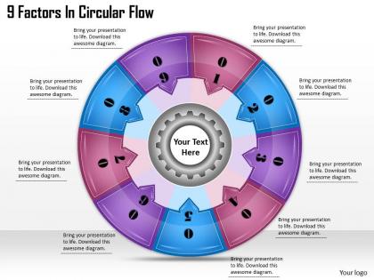 1813 business ppt diagram 9 factors in circular flow powerpoint template