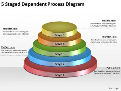 1814 business ppt diagram 5 staged dependent process diagram powerpoint template