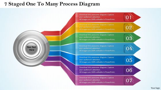 1814 business ppt diagram 7 staged one to many process diagram powerpoint template