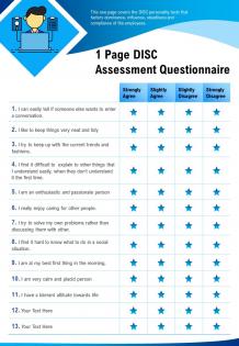 1 page disc assessment questionnaire presentation report infographic ppt pdf document