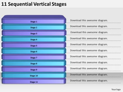 2013 business ppt diagram 11 sequential vertical stages powerpoint template