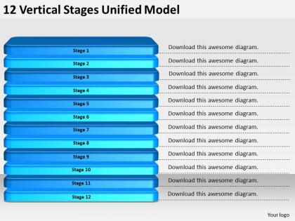 2013 business ppt diagram 12 vertical stages unified model powerpoint template