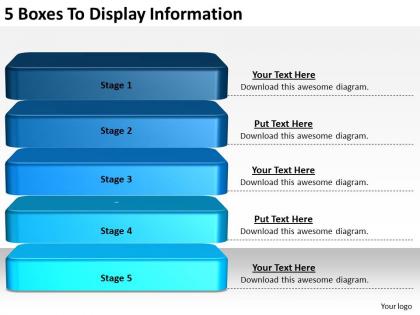 2013 business ppt diagram 5 boxes to display information powerpoint template