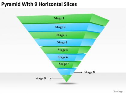 2013 business ppt diagram pyramid with 9 horizontal slices powerpoint template