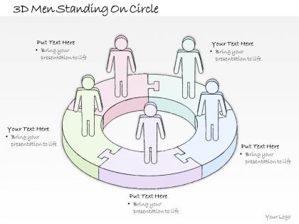 2014 business ppt diagram 3d men standing on circle powerpoint template