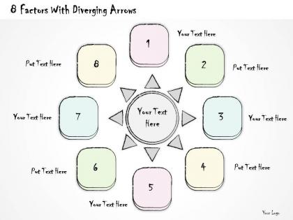 2502 business ppt diagram 8 factors with diverging arrows powerpoint template