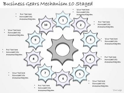 2502 business ppt diagram business gears mechanism 10 staged powerpoint template