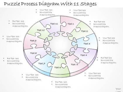 2502 business ppt diagram puzzle process diagram with 11 stages powerpoint template