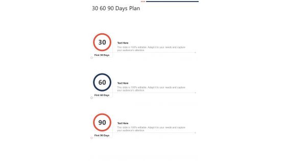 30 60 90 Days Plan Business Development Proposal One Pager Sample Example Document