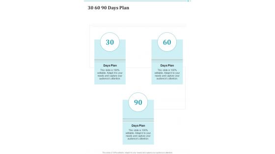 30 60 90 Days Plan Business Purchasing Proposal Template One Pager Sample Example Document