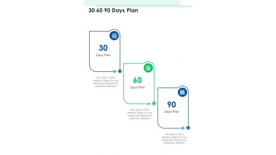 30 60 90 Days Plan Business Transformation Proposal One Pager Sample Example Document