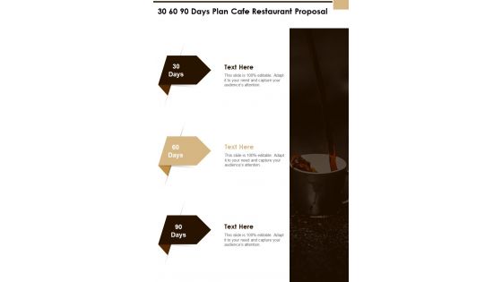 30 60 90 Days Plan Cafe Restaurant Proposal One Pager Sample Example Document