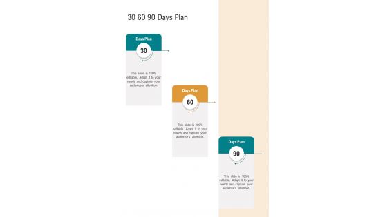 30 60 90 Days Plan Corporate Leadership Training Proposal One Pager Sample Example Document