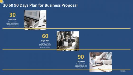 30 60 90 days plan for business proposal ppt slides background designs