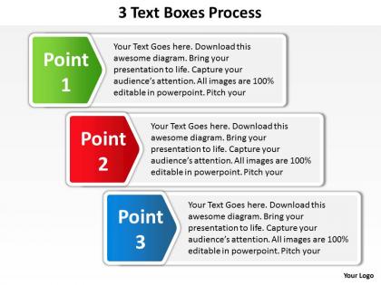 3 text boxes stacked up with labels on side process powerpoint diagram templates graphics 712