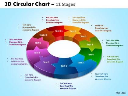 3d circular chart 11 stages powerpoint slides and ppt templates 0412