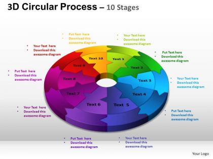 3d Circular Process Cycle Diagram Chart 10 Stages Design 2 Ppt Templates 0412