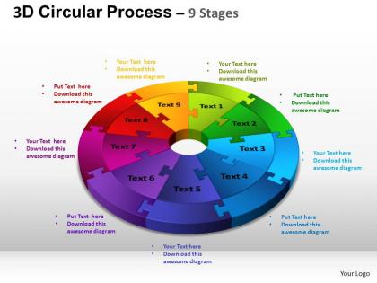 3d Circular Process Cycle Diagram Chart 9 Stages Design 3 Ppt Templates 0412