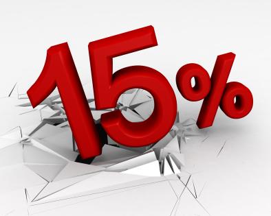 3d crack effect with 15 percent stock photo