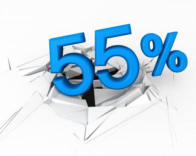 3d crack effect with blue fifty five percent stock photo