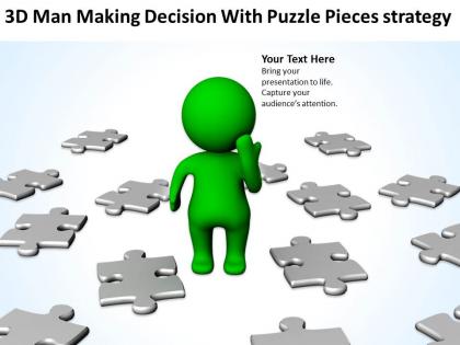 3d man making decision with puzzle pieces strategy ppt graphics icons