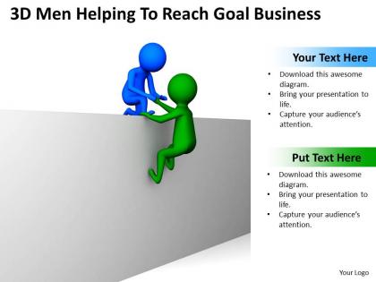 3d men helping to reach goal business ppt graphics icons powerpoint