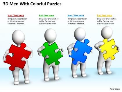 3d men with colorful puzzles business partnership ppt graphics icons