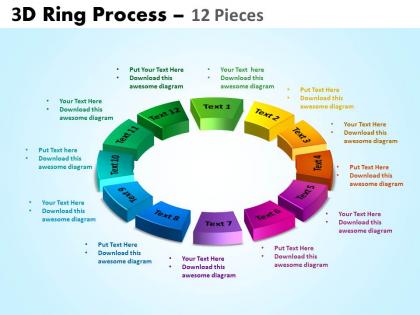 3d ring process 12 pieces powerpoint slides and ppt templates 0412