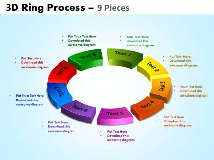 3d ring process 9 pieces powerpoint slides and ppt templates 0412