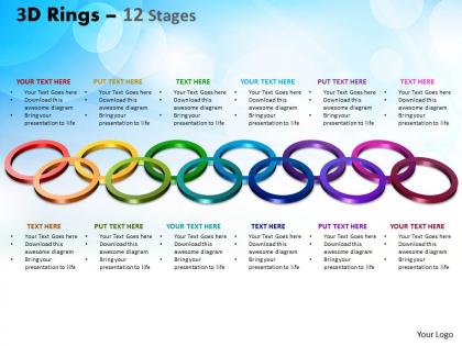 3d rings 12 stages powerpoint slides and ppt templates 0412