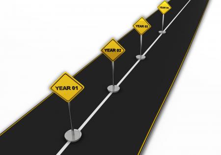 3d roadmap with year based planning stock photo