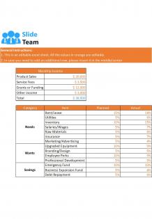 50 30 20 Rule Budget Excel Spreadsheet Worksheet Xlcsv XL Bundle V