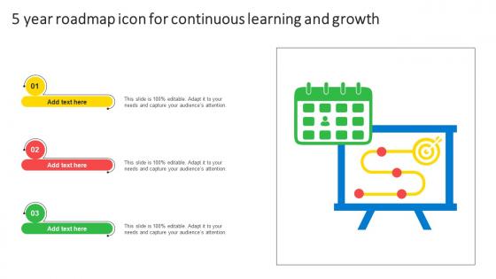 5 Year Roadmap Icon For Continuous Learning And Growth