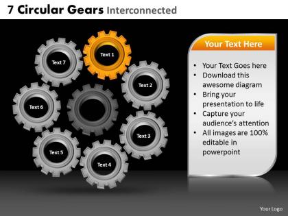 7 circular gears interconnected powerpoint slides and ppt templates db