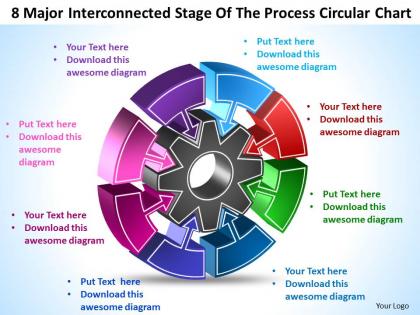 8 major interconnected stage  of the process circular chart templates ppt presentation slides 812